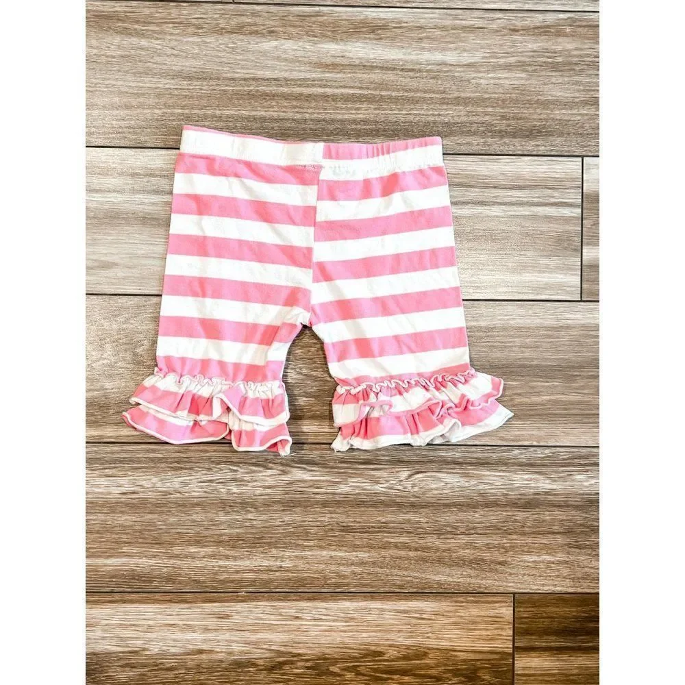 Southern Style Pink and White Striped Ruffle Shorts, Size 8